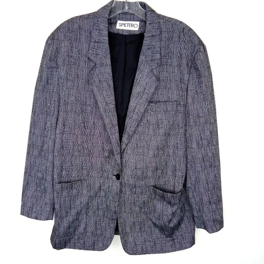 SPETTRO Men's Grey Woven Textured Buttoned Blazer